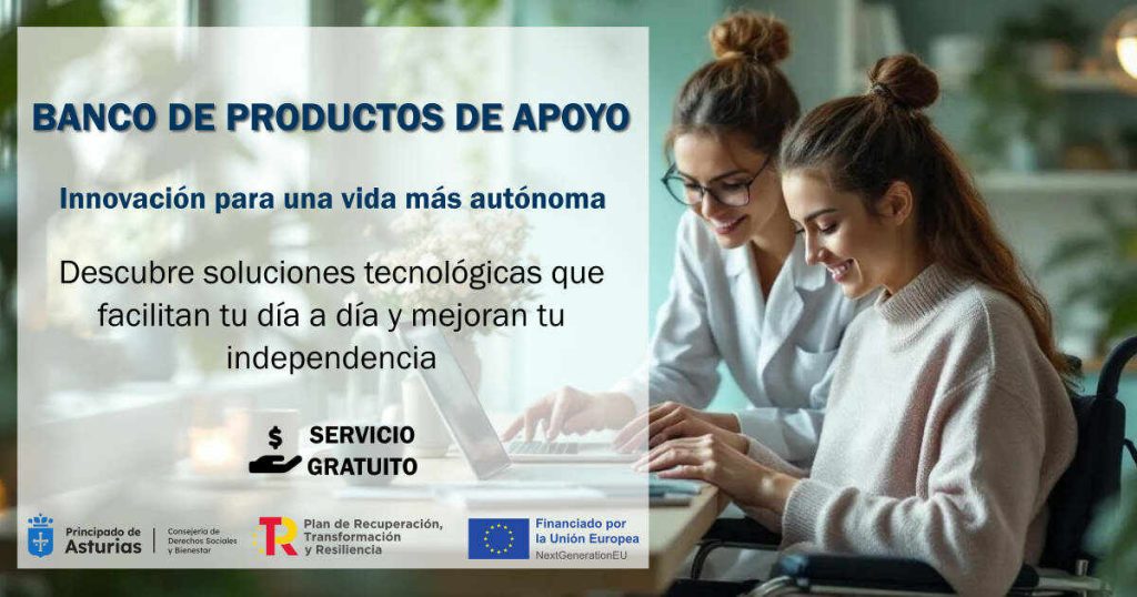 Cartel que anuncia el banco de productos de apoyo